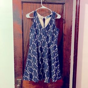 Francesca’s dress- navy blue and nude lace floral design, size M